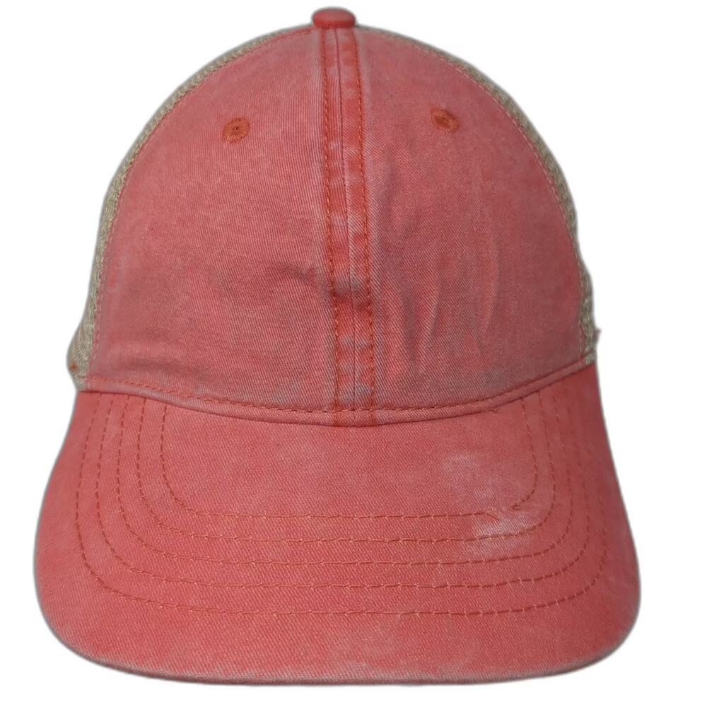 Infinity Headwear Trucker Hat Pink Beige Mesh Back Snapback OS Adjustable Cap